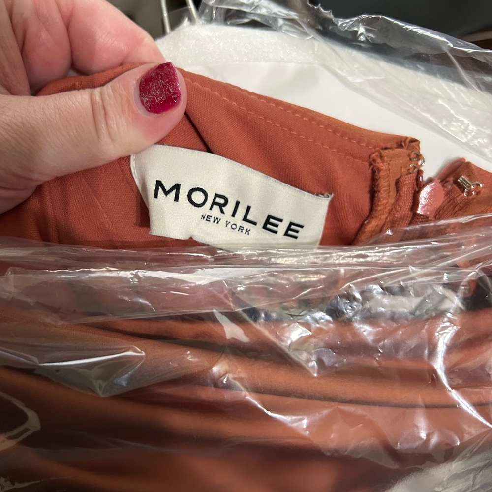 Mori Lee Elegant Spice Satin Dress - Picture 2 of 6